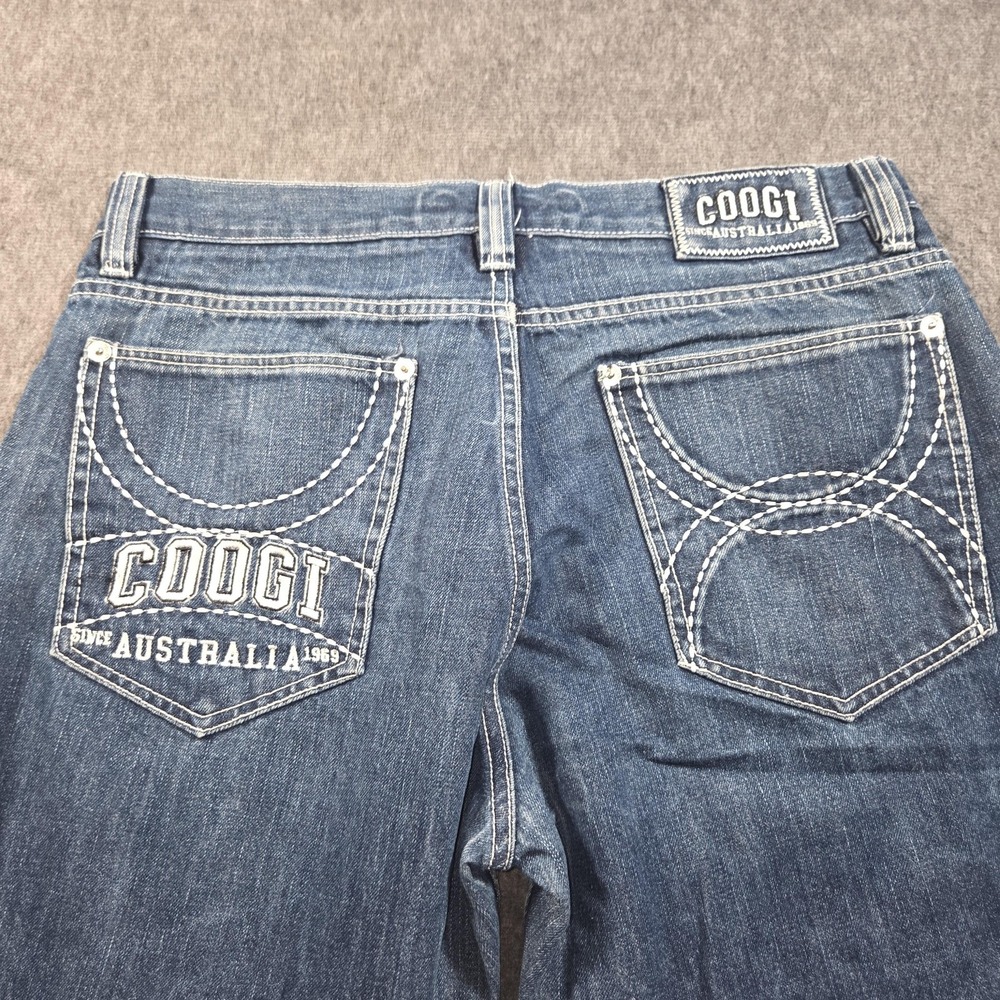 Coogi Jeans Mens 36x34 Blue Relaxed Wide Leg Denim Embroidered Logo Australia
